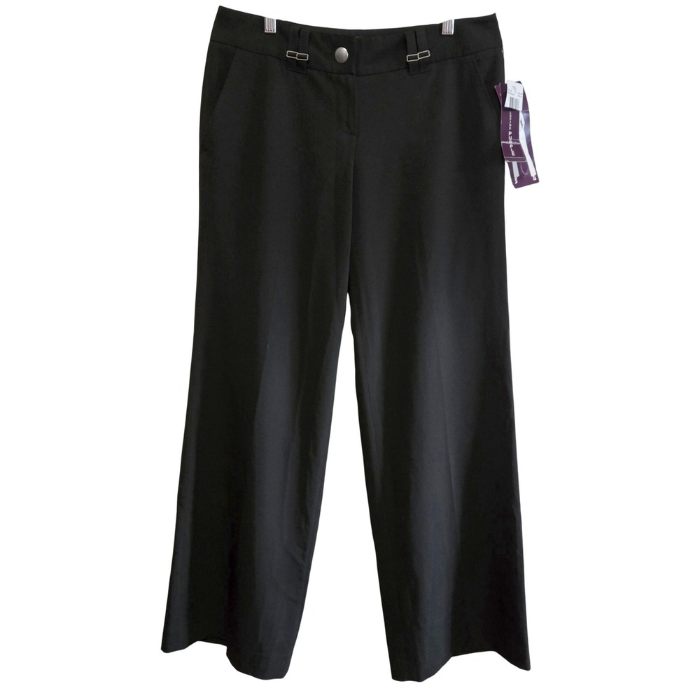 Larry Levine Purple Indie Chic Stretch Black Wide Leg Dress Pants Size 10 NWT